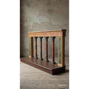 Painted Wooden Balustrade Dating From The Late 19th To Early 20th Century