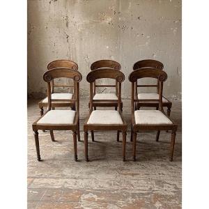 Six Walnut Chairs, Early 20th Century