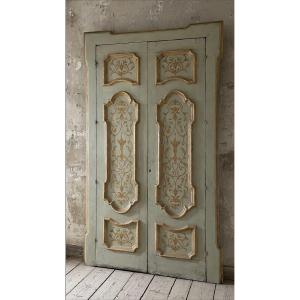 Antique Door With Original Jambs And Hinges, Finely Decorated, Dating From The 18th Century