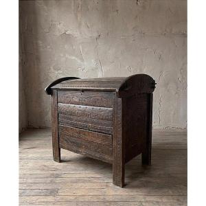 A Late 19th-century Domed Oak Chest With Rich, Traditional Carved Details