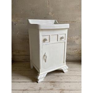 Meuble-lavabo de style Liberty italien, réalisé au tout début du XXe siècle