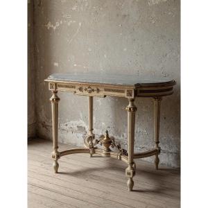 Louis XVI Console Table In Lacquer And Gold With A Marble Top