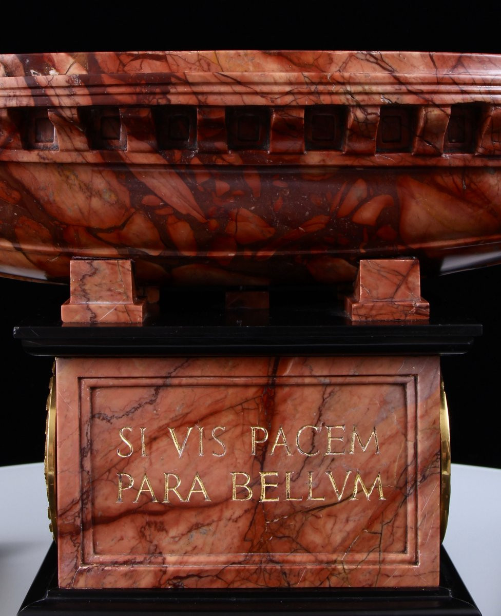 Rare Brèche Grand Tour 19ème Sculpté Marbre Sanguine & Bronze Doré Navicella-photo-4