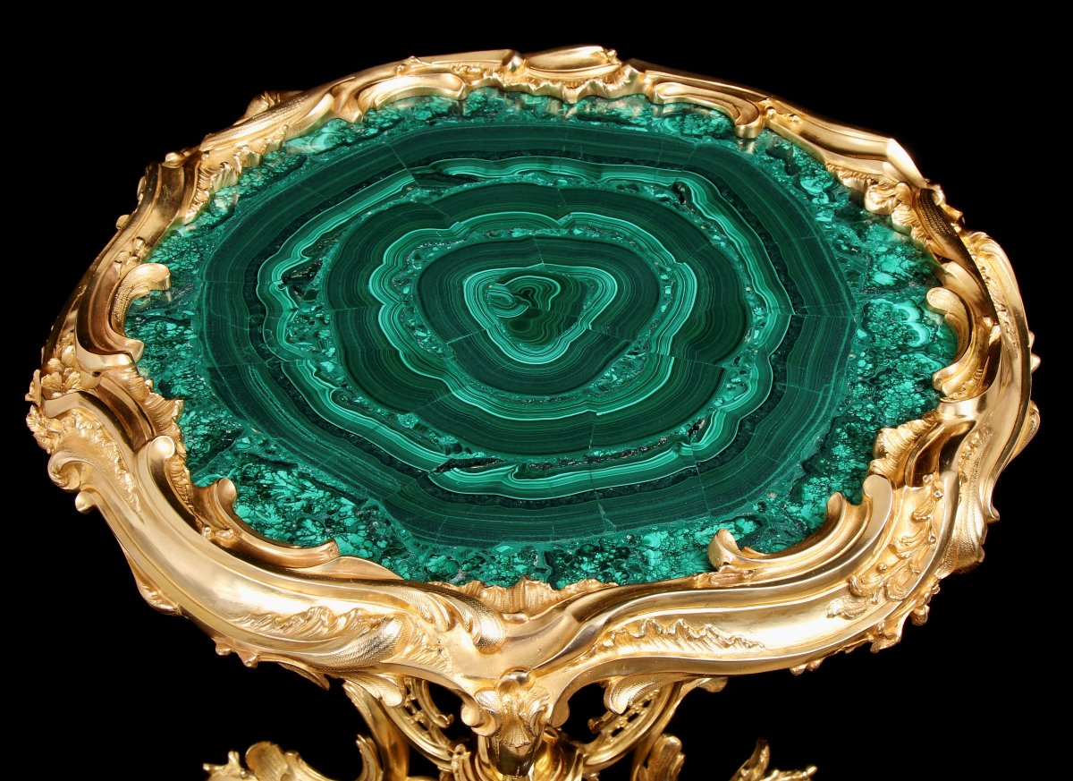 19th Century Gilt Bronze & Malachite Table-photo-1