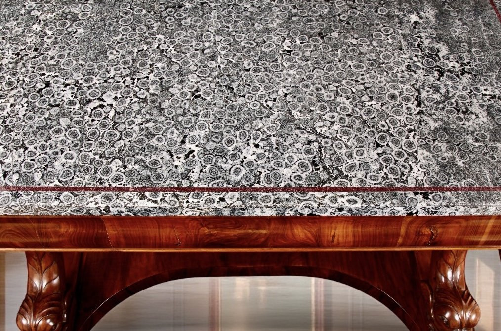 Pair Of 19th-century Orbicular Granite & Walnut Console Tables -photo-2