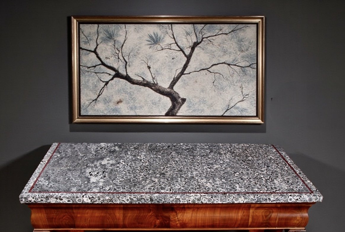 Pair Of 19th-century Orbicular Granite & Walnut Console Tables -photo-4