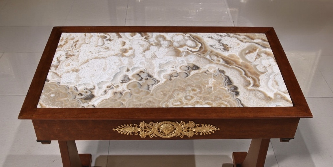 Empire Period Gilt Bronze Mounted Mahogany & Alabastro Fiorito Centre Table-photo-2