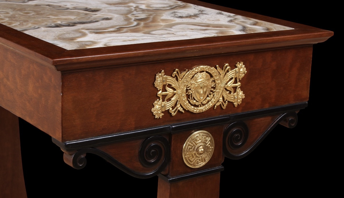 Empire Period Gilt Bronze Mounted Mahogany & Alabastro Fiorito Centre Table-photo-4