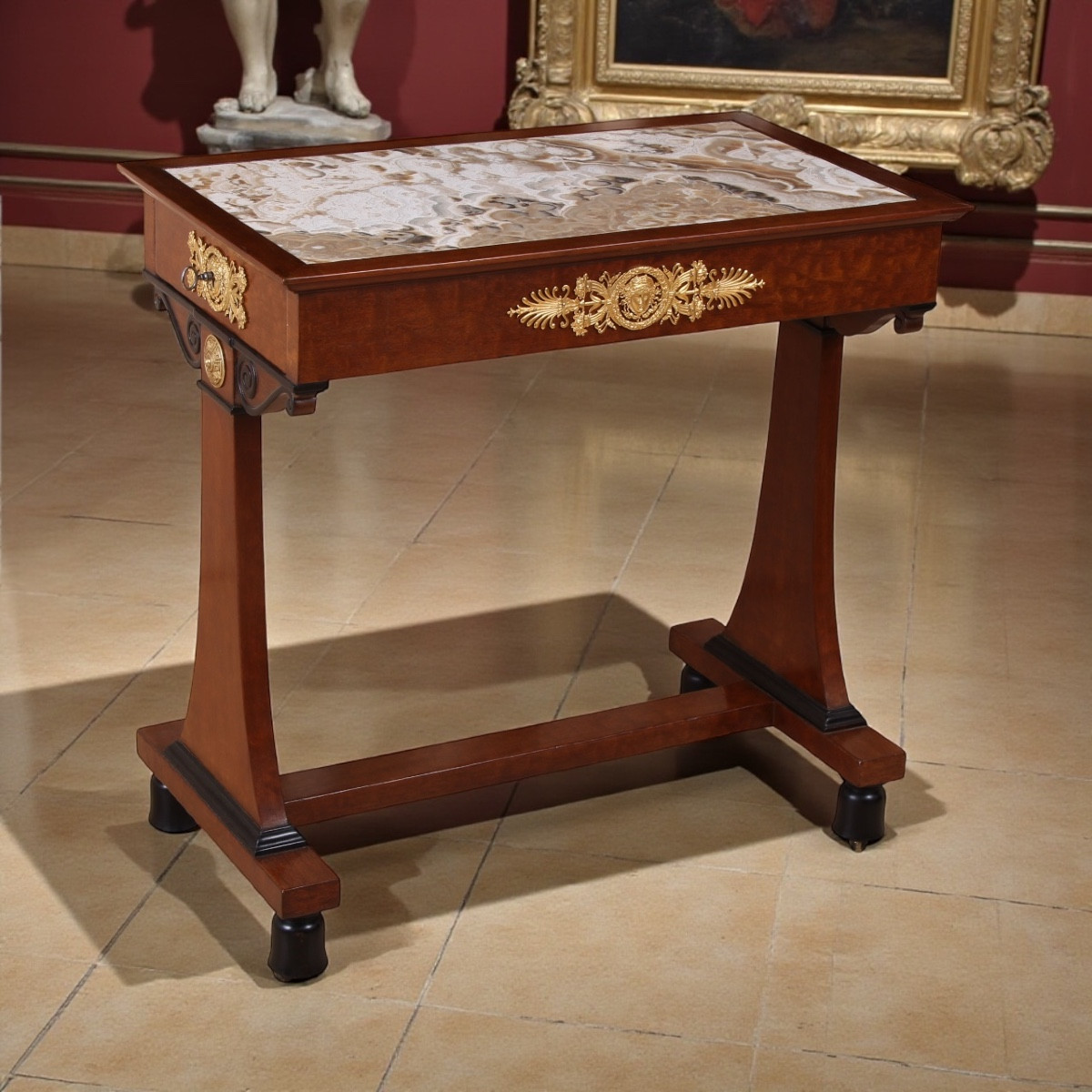 Empire Period Gilt Bronze Mounted Mahogany & Alabastro Fiorito Centre Table