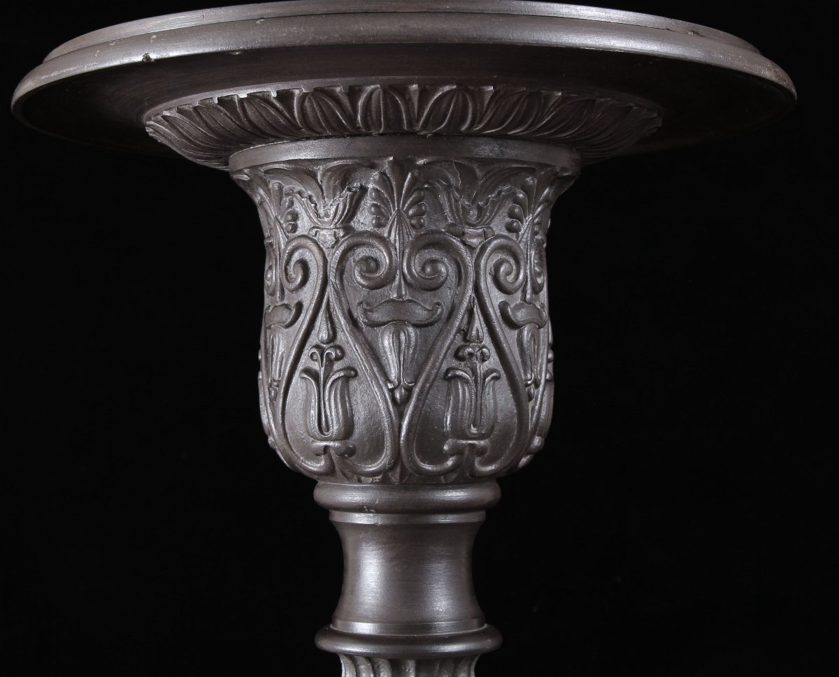 Torchère en fer bronzé du début du XIXe siècle, attribuée à Karl Friedrich Schinkel-photo-3