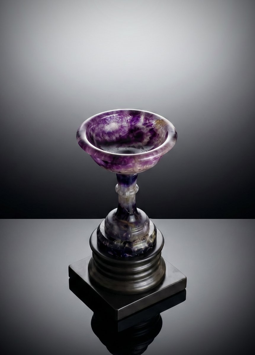 19th Century Blue John Tazza & Stem On Ashford Marble Plinth-photo-3