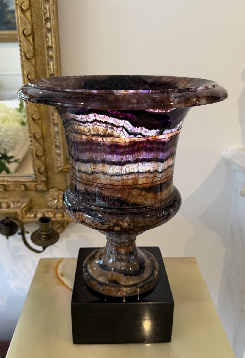 Large Early 19th Century English Blue John  Fluorspar Vase-photo-3