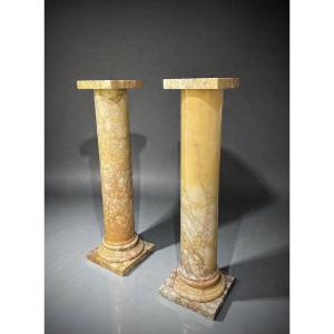 Paire de colonnes piédestales romaines en marbre Giallo Antico du XIXe siècle