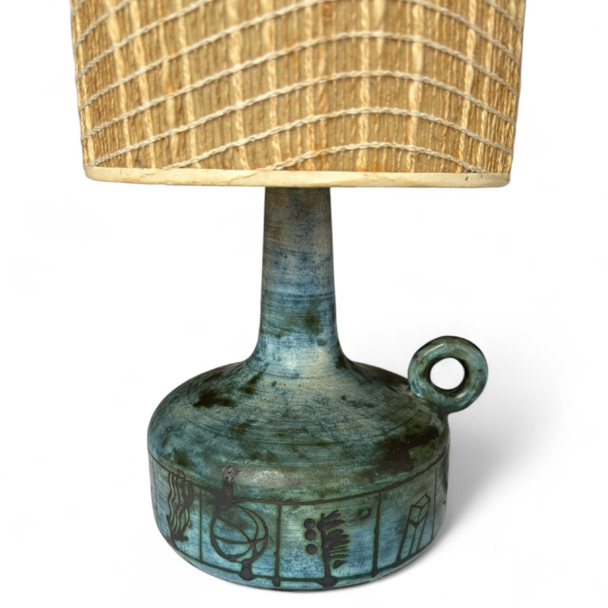 Jacques Blin, Pair Of Ceramic Lamps With Incised Parietal Decoration, Circa 1955-1960-photo-1