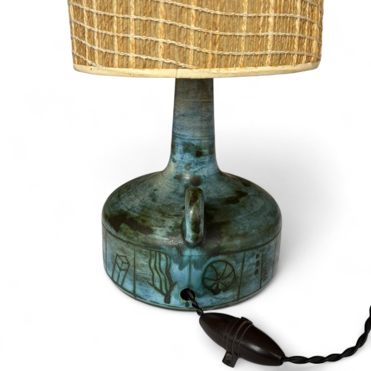 Jacques Blin, Pair Of Ceramic Lamps With Incised Parietal Decoration, Circa 1955-1960-photo-2