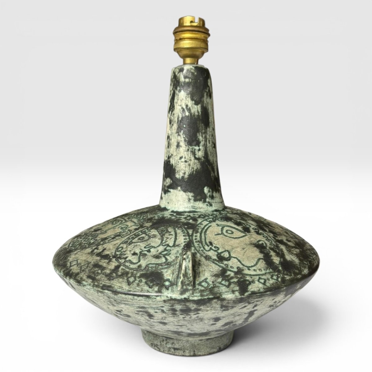 Jacques Blin, Lamp Base Decorated With Stylized Faces-photo-2