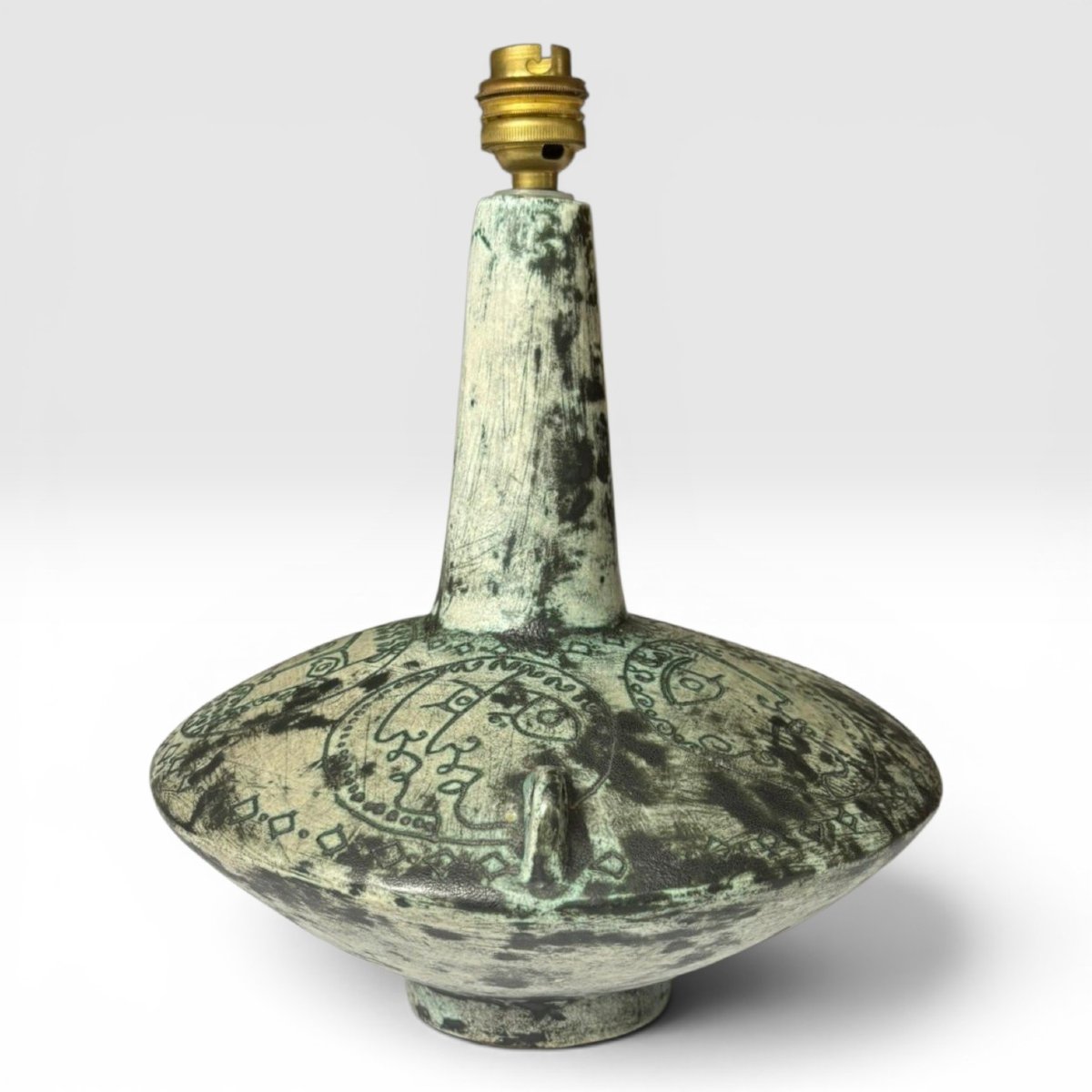 Jacques Blin, Lamp Base Decorated With Stylized Faces-photo-4