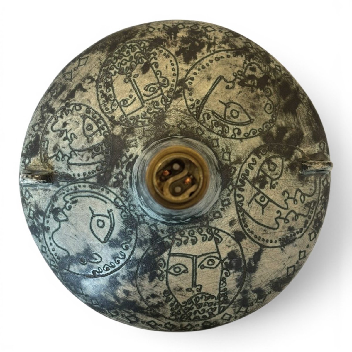 Jacques Blin, Lamp Base Decorated With Stylized Faces-photo-2