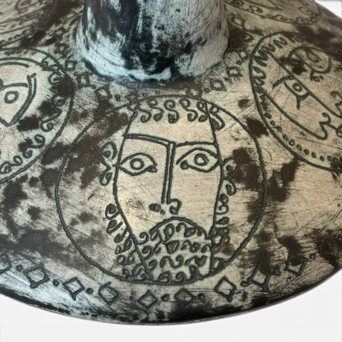 Jacques Blin, Lamp Base Decorated With Stylized Faces-photo-3
