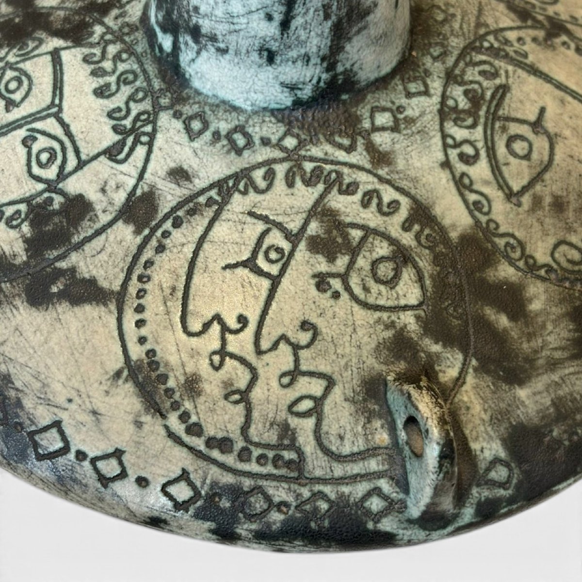 Jacques Blin, Lamp Base Decorated With Stylized Faces-photo-6