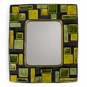 Mithé ESPELT,  Miroir mural à cabochons géométriques