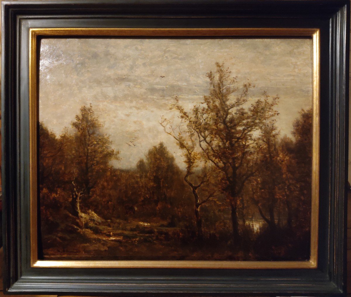 Louis-hector Allemand (1809-1886). Autumn Landscape (exhibited At The Lyon Salon In 1864)