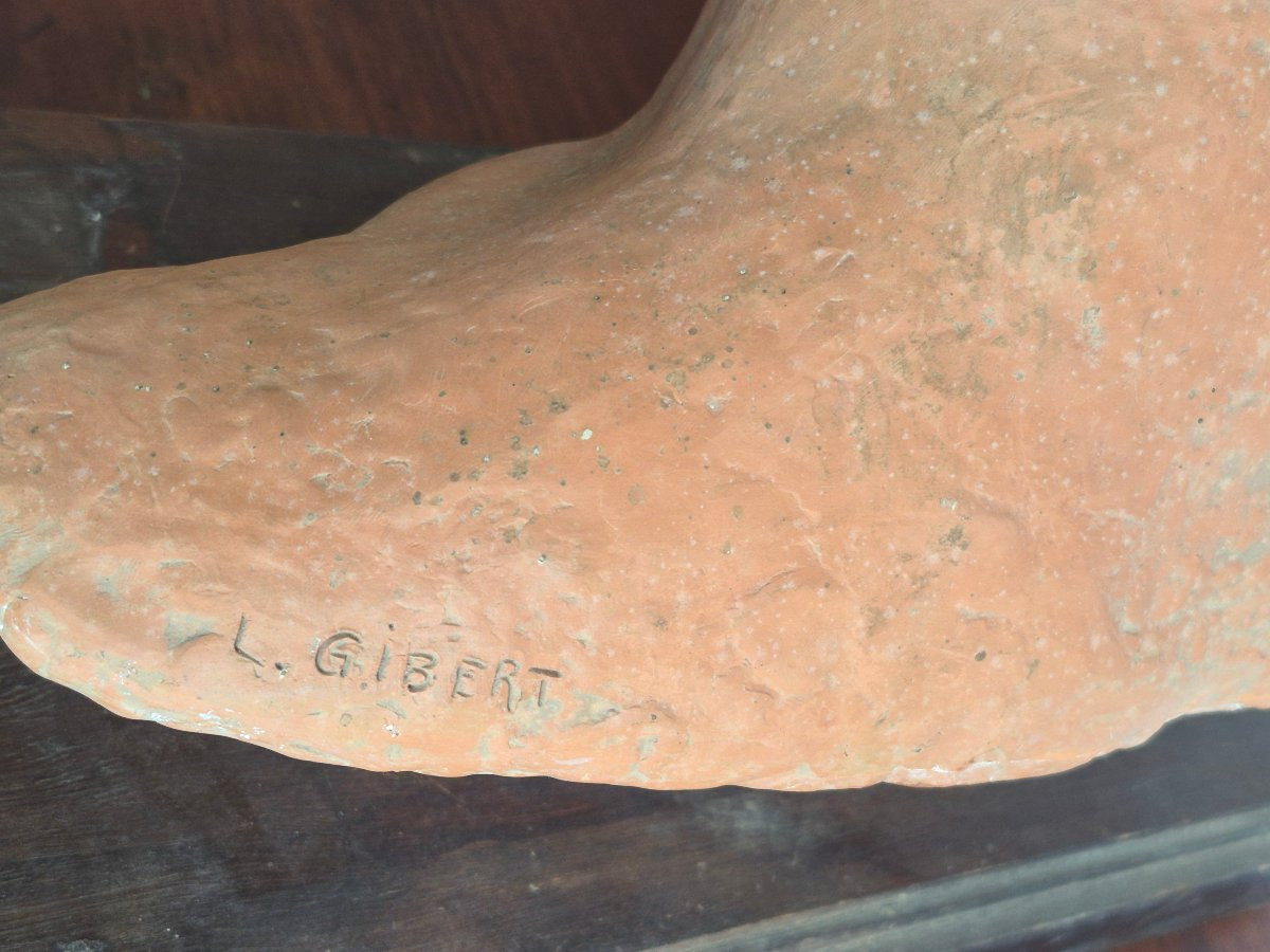 Sculpture de Mermoz en terre cuite par L. GIBERT-photo-3