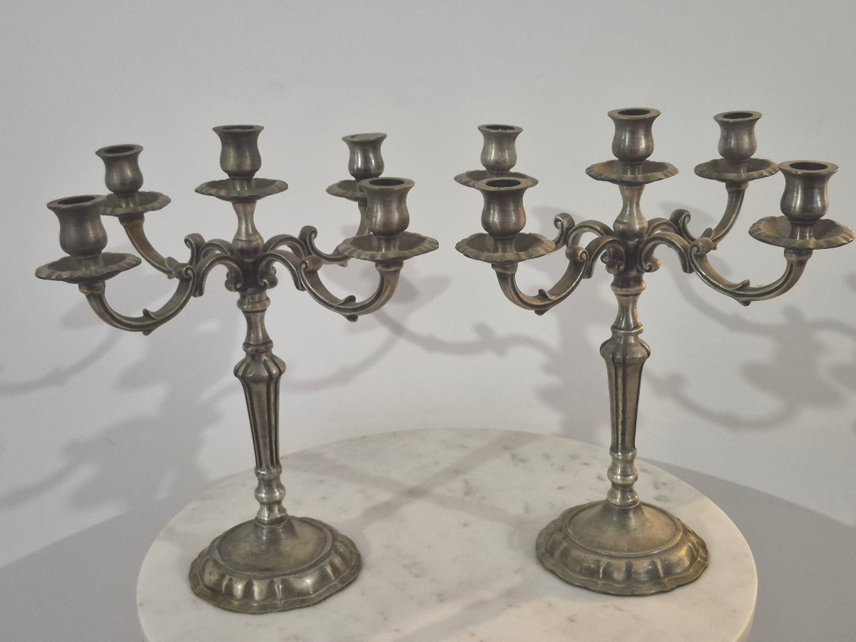 Chandeliers - Paire de candélabres à 5 branches de style Louis XV (Rocaille