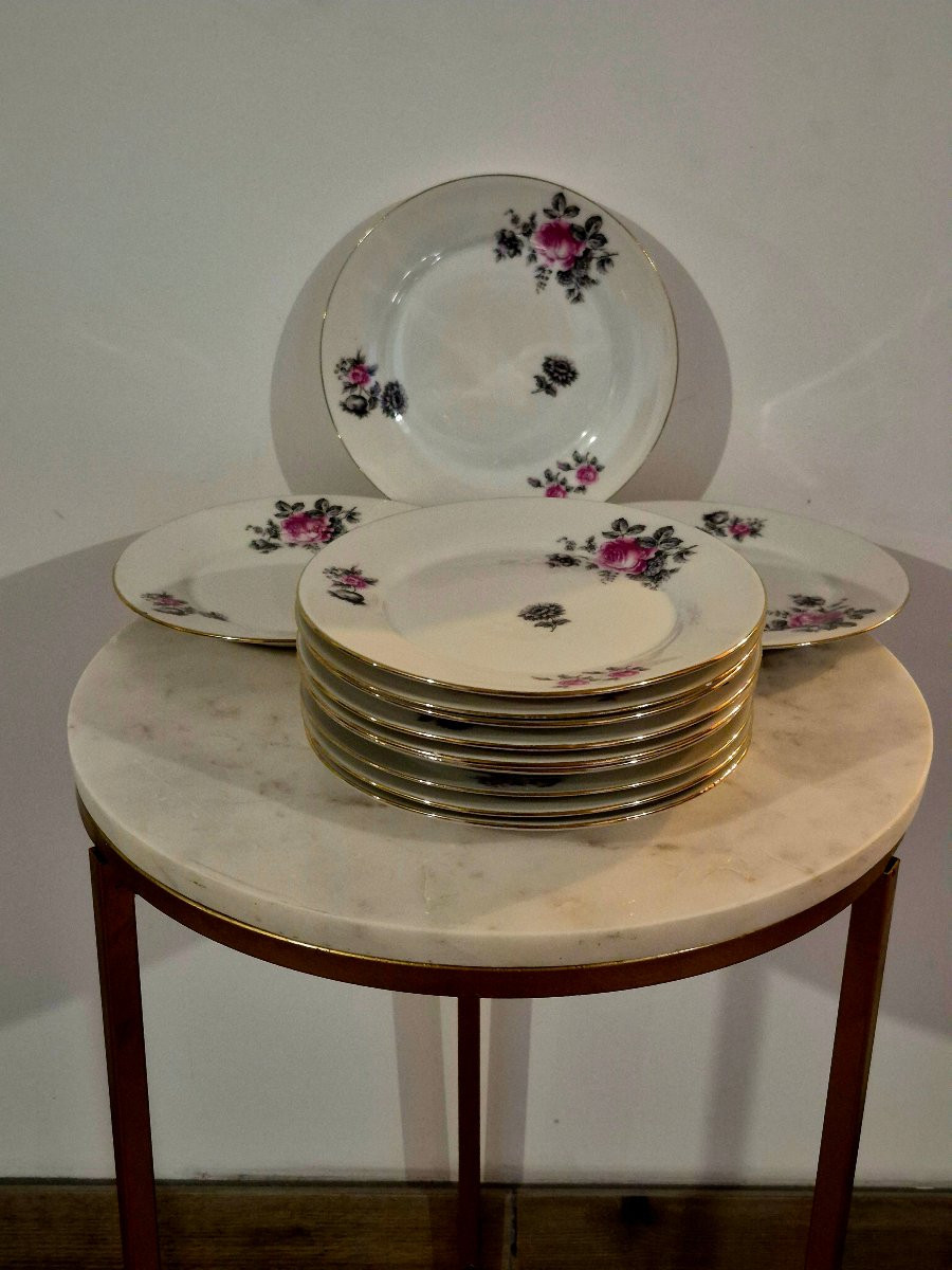 Service de 12 assiettes en porcelaine style romantique-photo-2