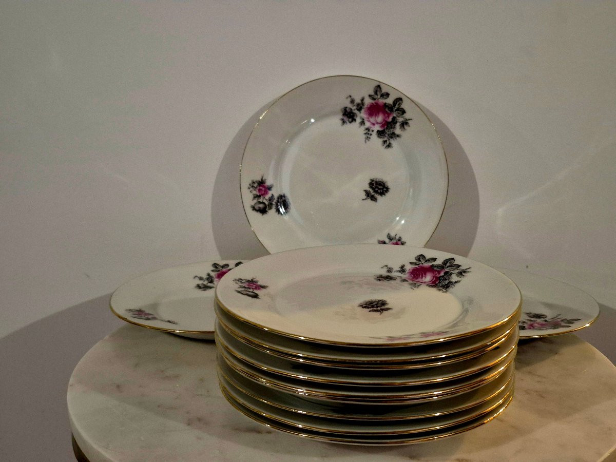 Service de 12 assiettes en porcelaine style romantique-photo-4