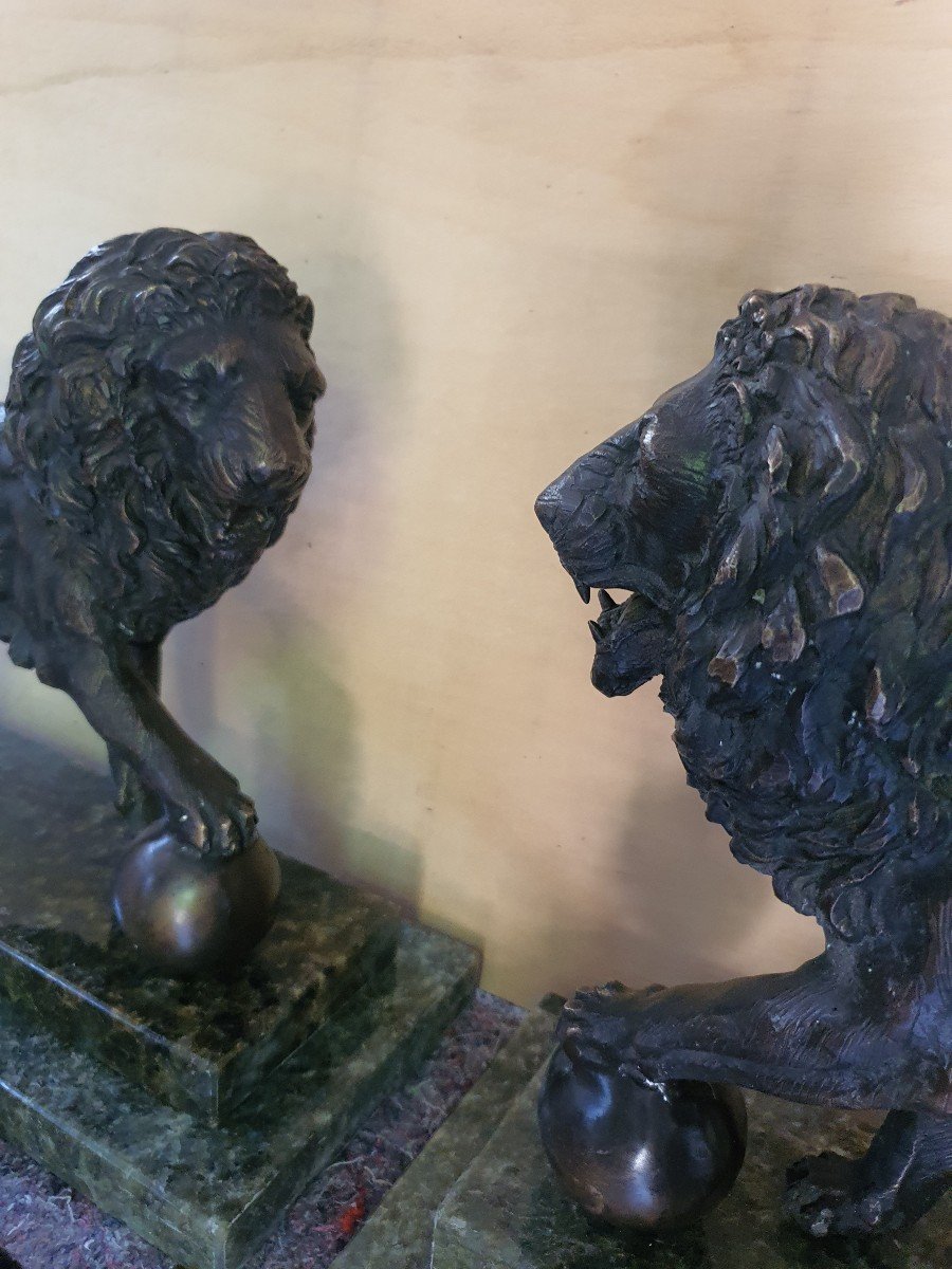 Paires De Lions En  Bronze-photo-6