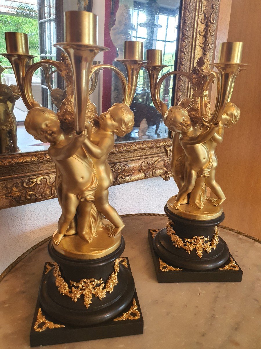 Paires De Candélabres Putti 19 Eme