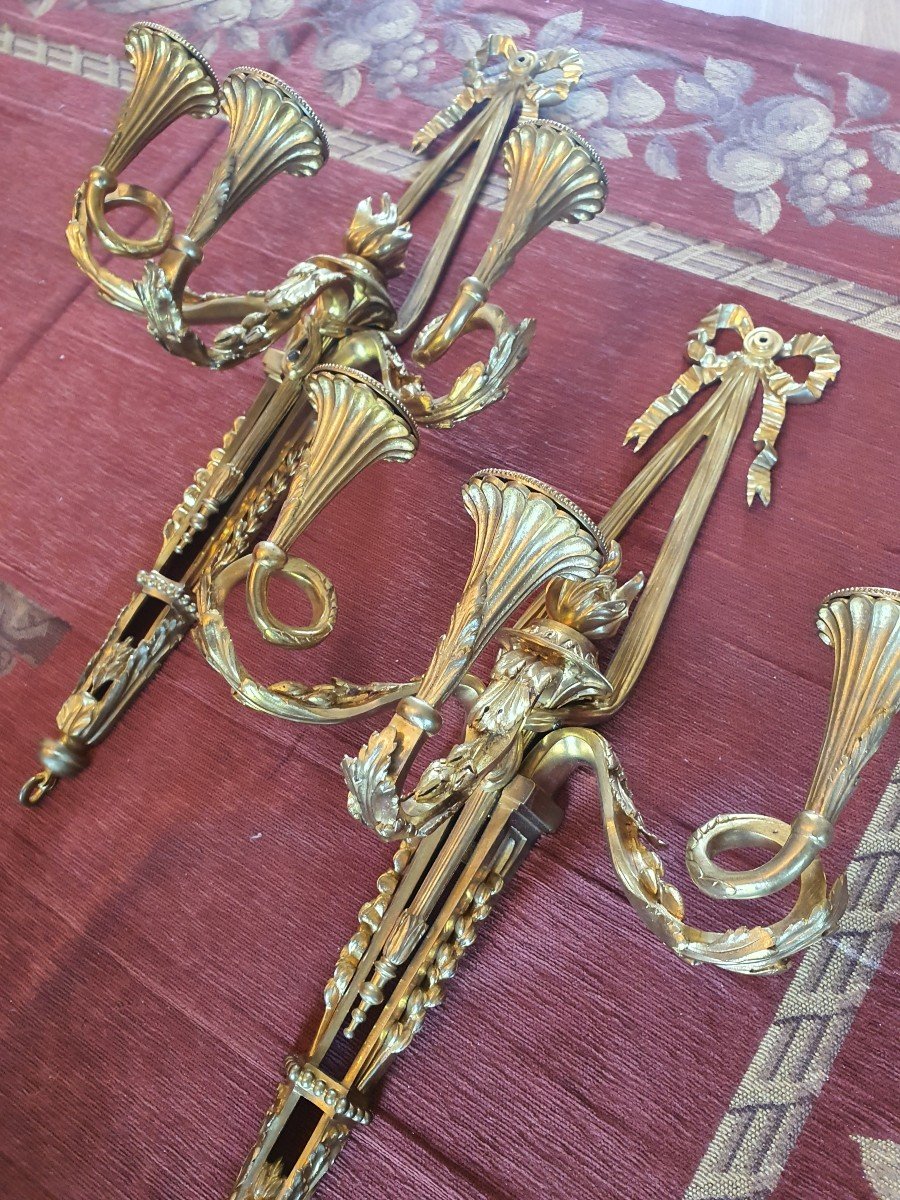 Pairs Of Louis XVI Style Sconces 19 Eme-photo-3