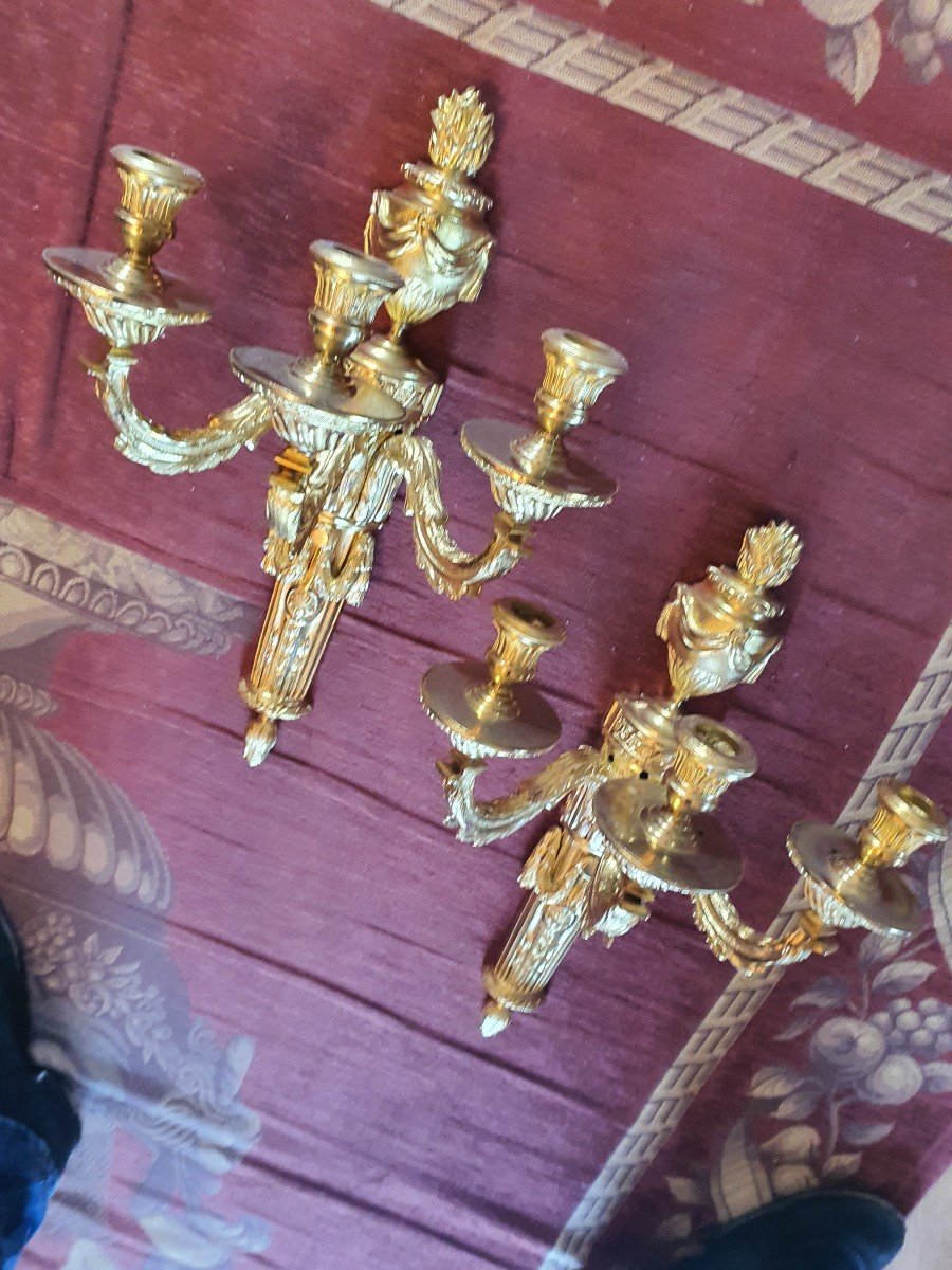 Paires Appliques d'époques Louis XV-photo-2