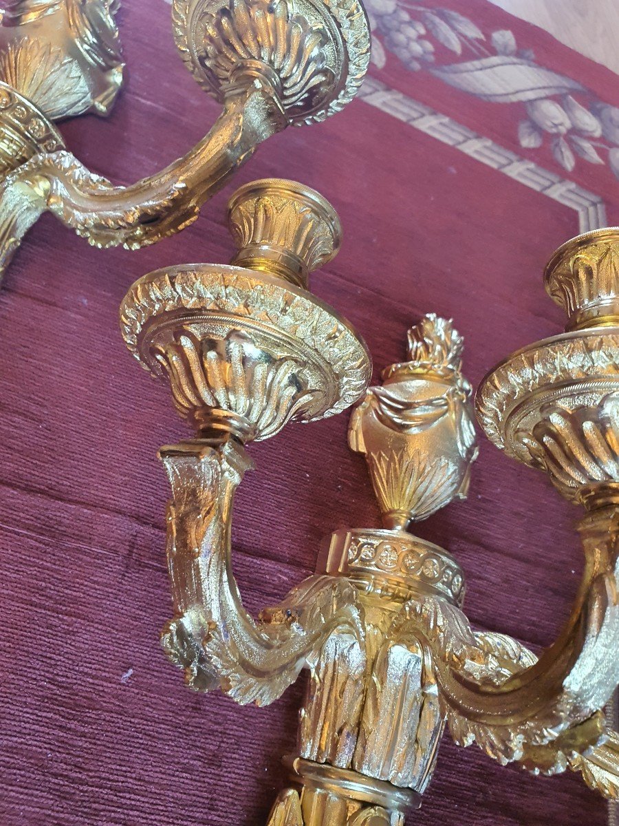 Paires Appliques d'époques Louis XV-photo-7