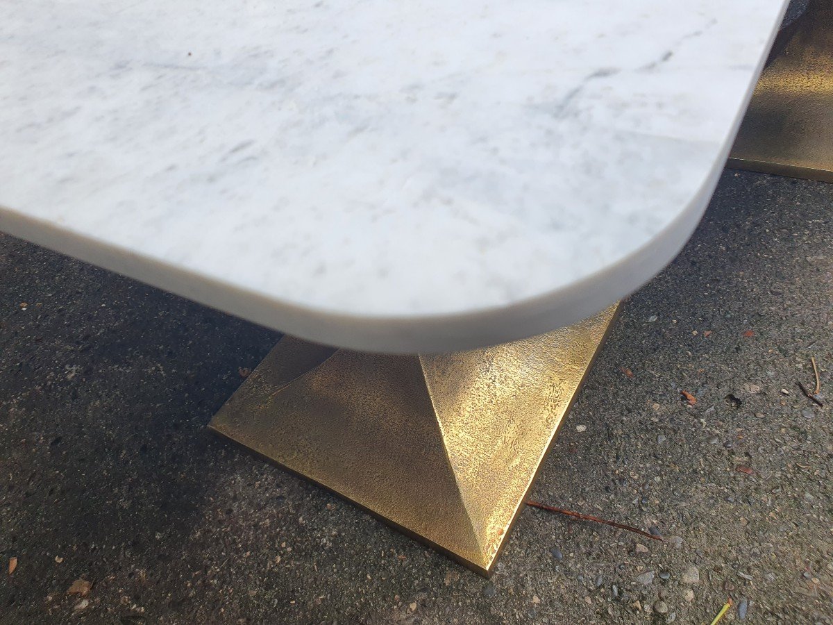 Bronze/marble Side Table Pairs-photo-2