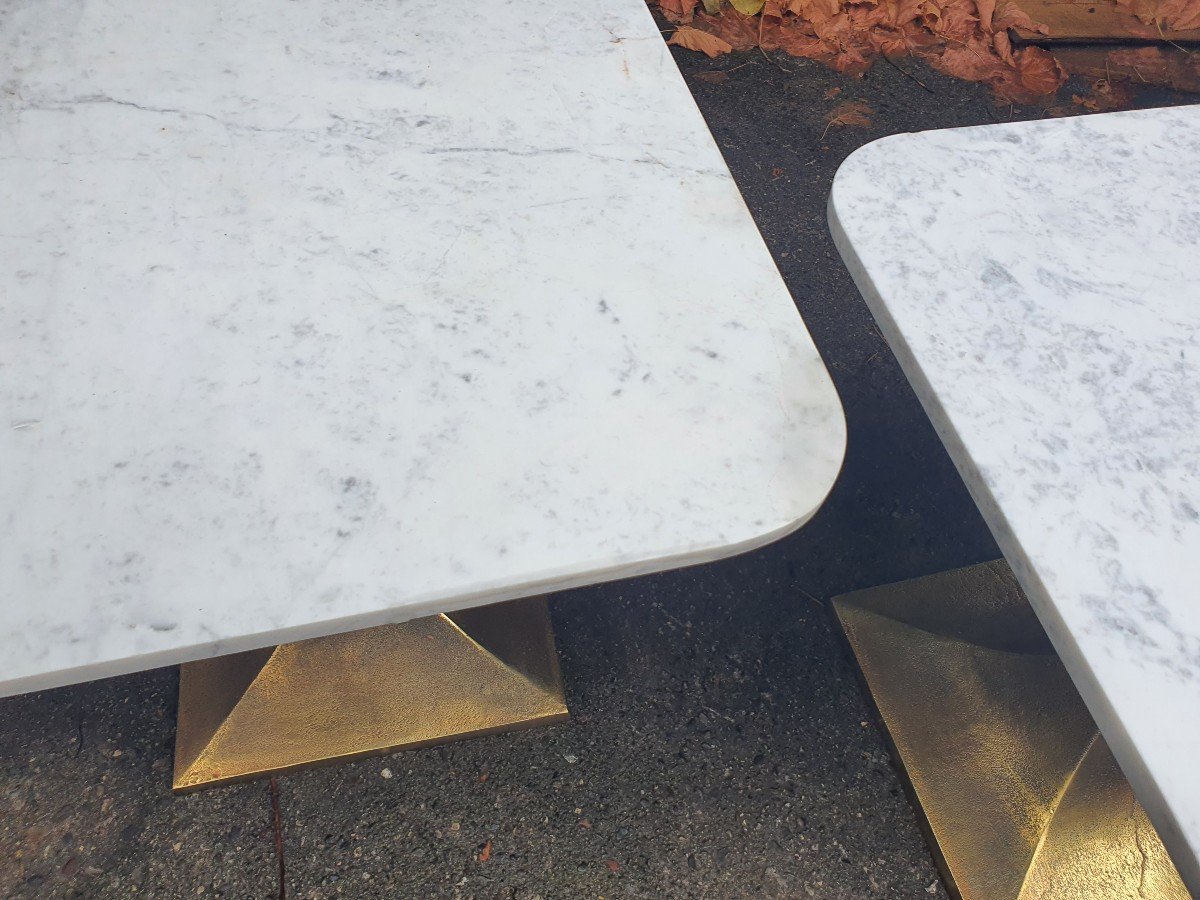 Bronze/marble Side Table Pairs-photo-3