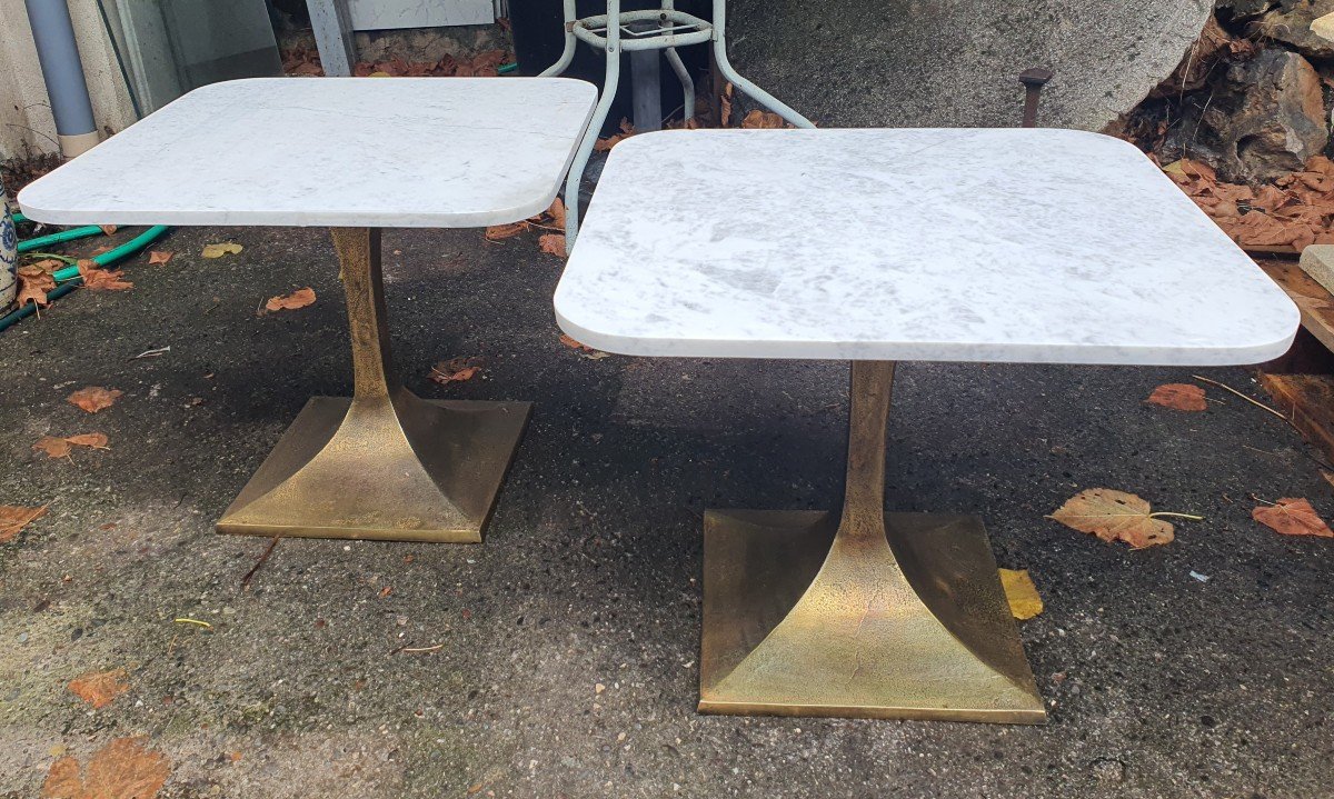 Bronze/marble Side Table Pairs-photo-4