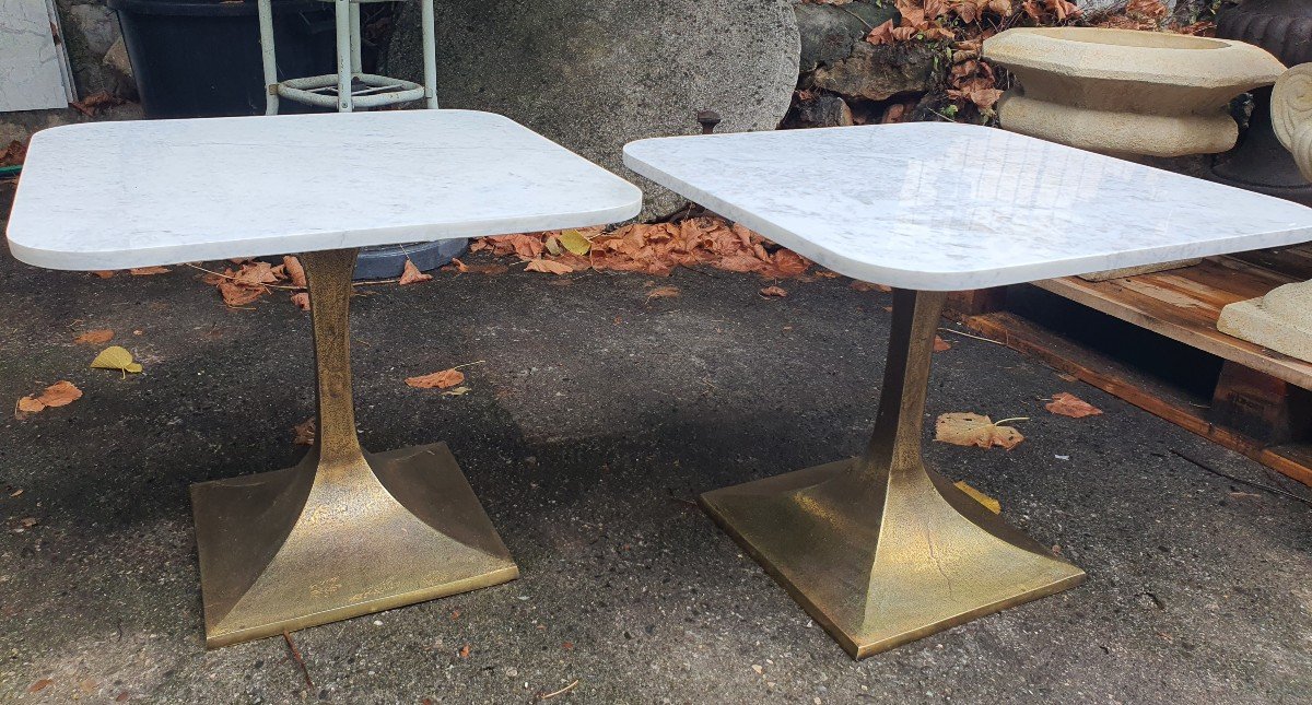 Bronze/marble Side Table Pairs
