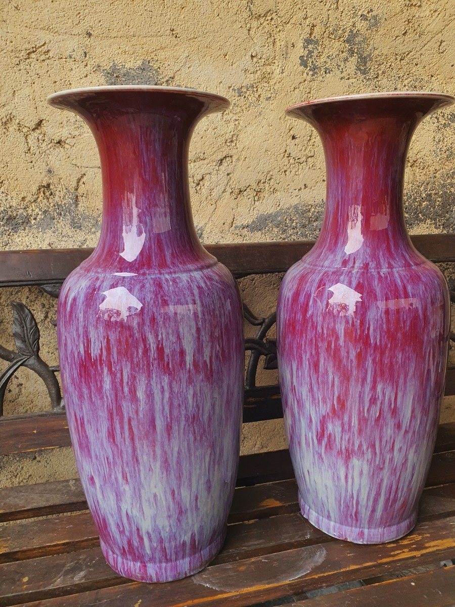 China Sang De Boeuf Red Ceramic 19th Pairs Of Tulip Vases-photo-2