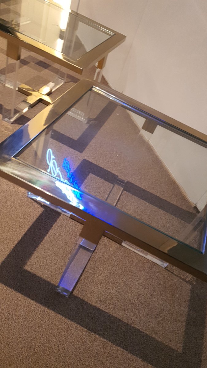 Paires de bout canape laiton/plexi-photo-1