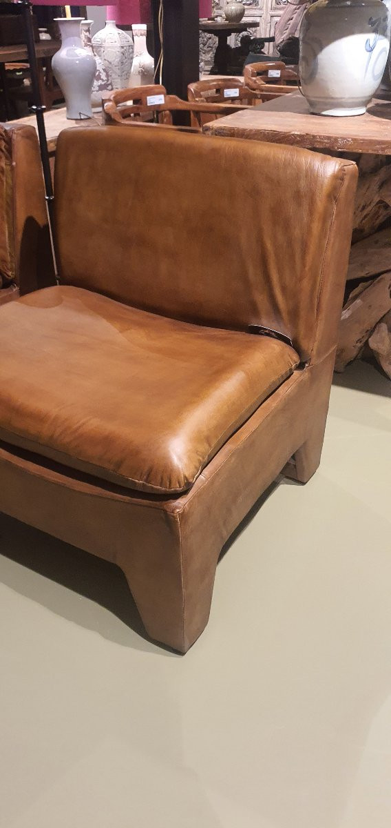 Pairs Of Marquise Leather Lounge Chairs -photo-2