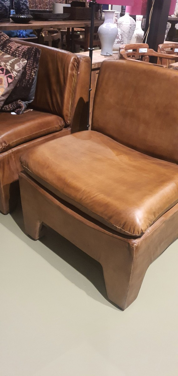 Pairs Of Marquise Leather Lounge Chairs 