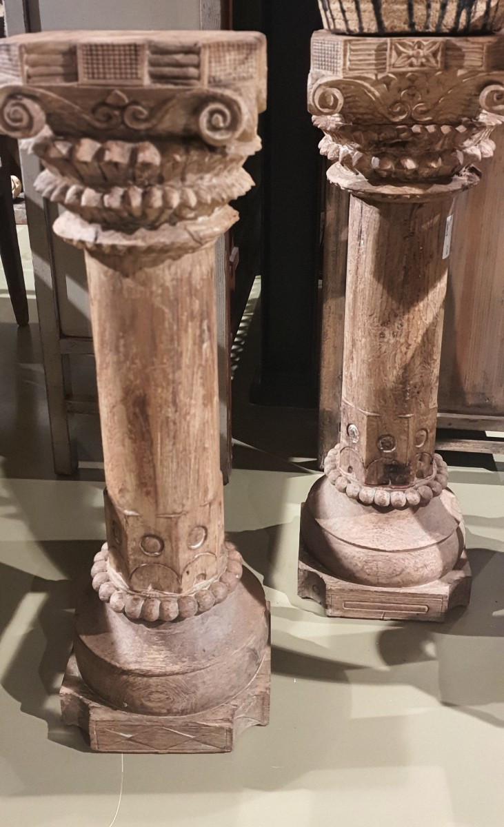 Paires de colonnes bois