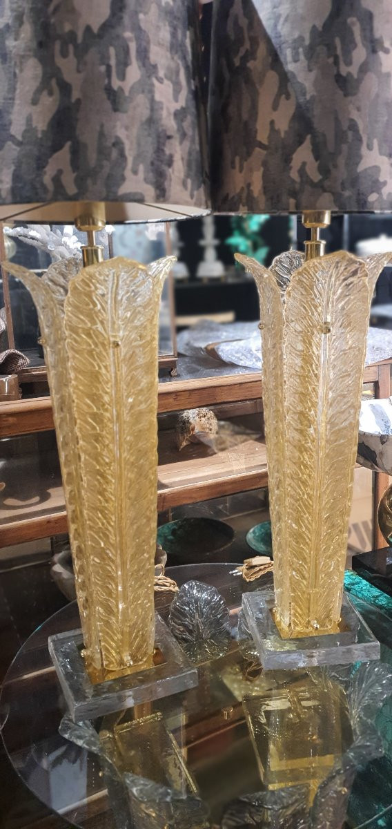 Paires de lampes Doree Murano Italie -photo-4