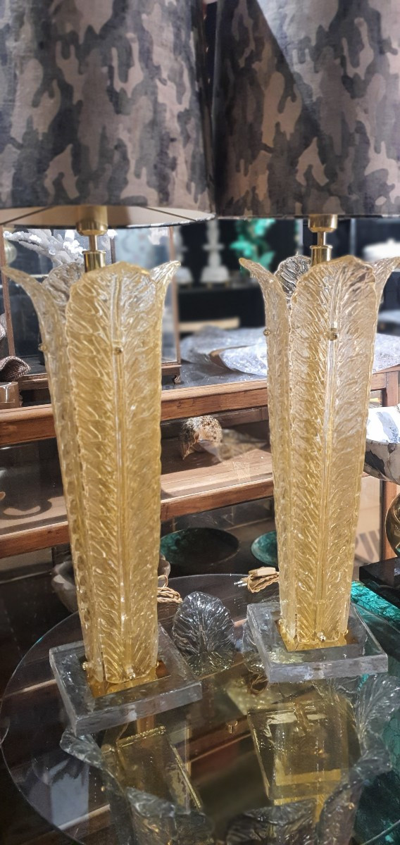 Paires de lampes Doree Murano Italie 