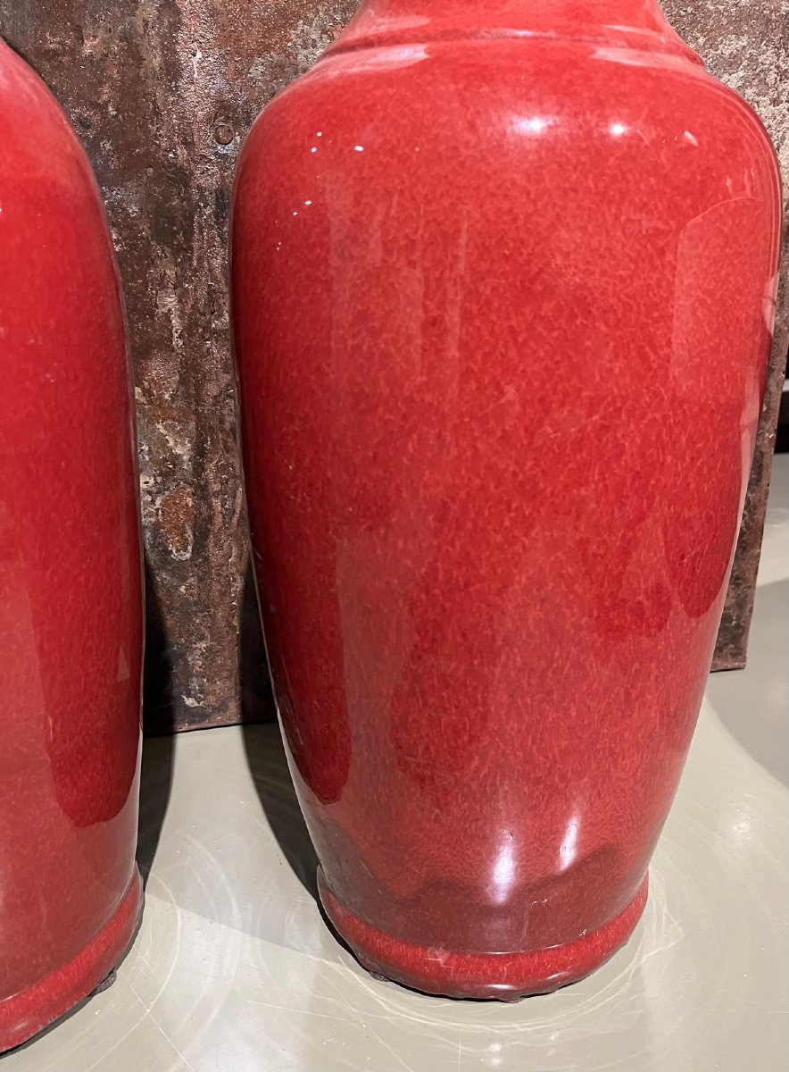 Pairs Of Red Chinese Vases -photo-2