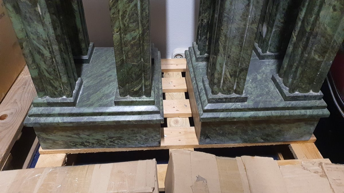 Empire Style Columns, Green Marble, Italy, 20th Century-photo-3