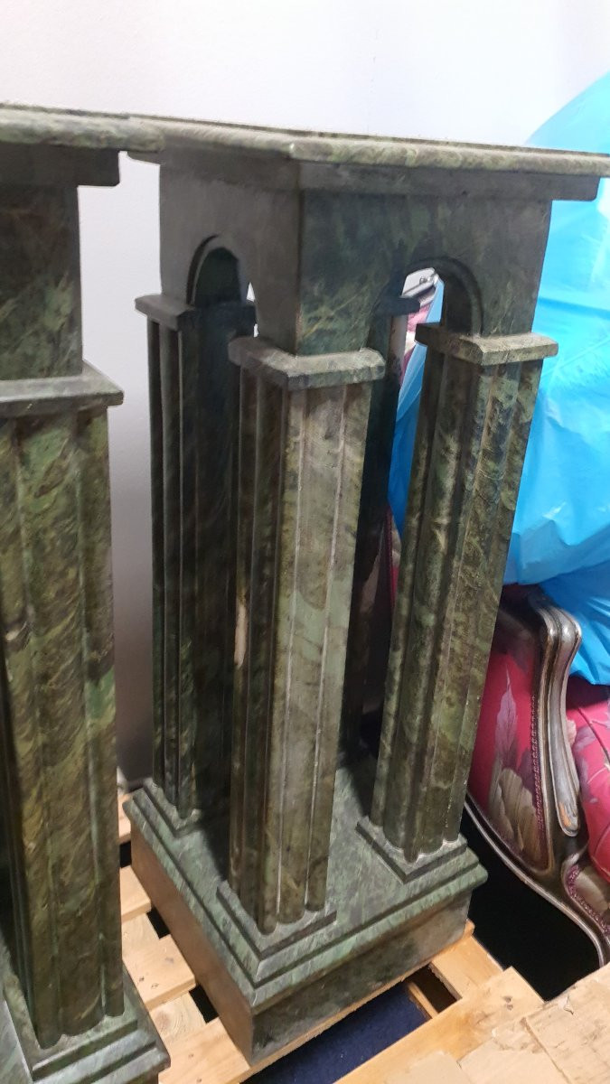 Empire Style Columns, Green Marble, Italy, 20th Century-photo-4