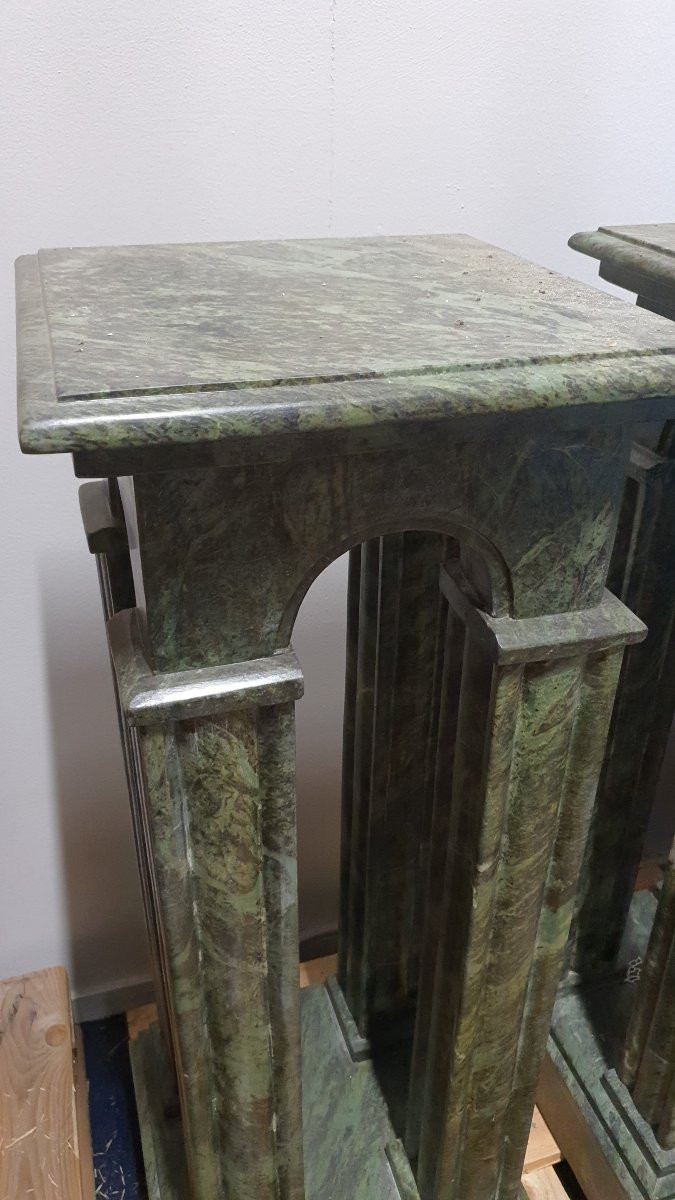 Empire Style Columns, Green Marble, Italy, 20th Century-photo-1